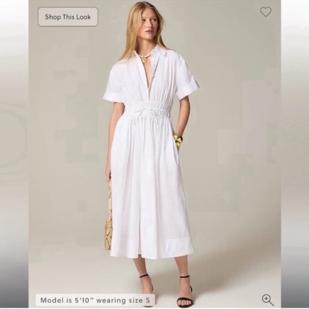 J. Crew Elena shirt-dress in cotton poplin, white size 8